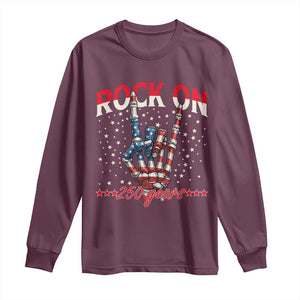 Patriotic Rocker Skeleton Hand Long Sleeve Shirt Rock On 250 Years