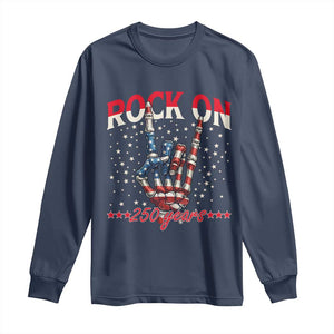 Patriotic Rocker Skeleton Hand Long Sleeve Shirt Rock On 250 Years