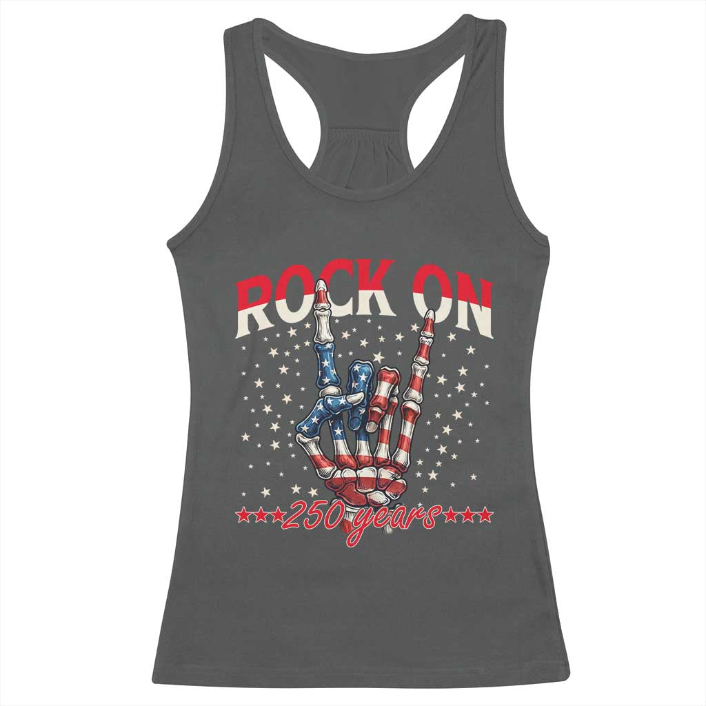 Patriotic Rocker Skeleton Hand Racerback Tank Top Rock On 250 Years