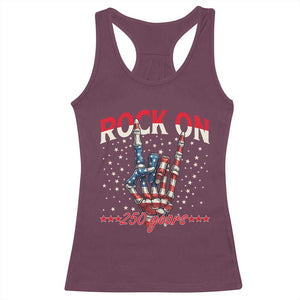 Patriotic Rocker Skeleton Hand Racerback Tank Top Rock On 250 Years