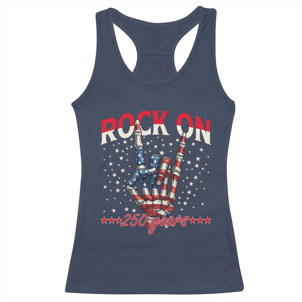 Patriotic Rocker Skeleton Hand Racerback Tank Top Rock On 250 Years