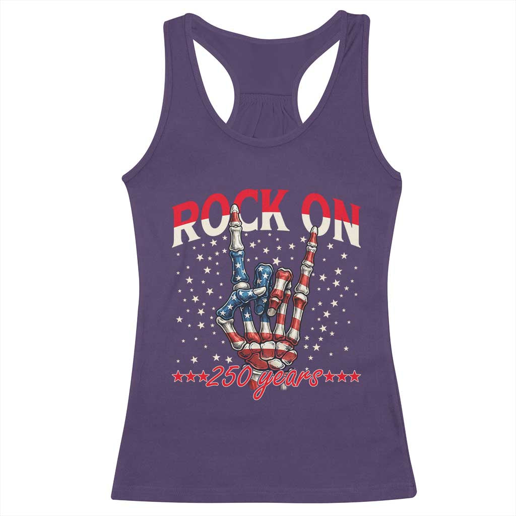 Patriotic Rocker Skeleton Hand Racerback Tank Top Rock On 250 Years