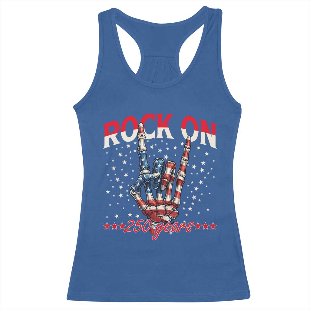 Patriotic Rocker Skeleton Hand Racerback Tank Top Rock On 250 Years