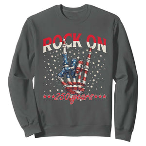 Patriotic Rocker Skeleton Hand Sweatshirt Rock On 250 Years