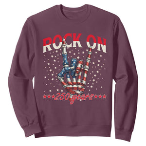 Patriotic Rocker Skeleton Hand Sweatshirt Rock On 250 Years