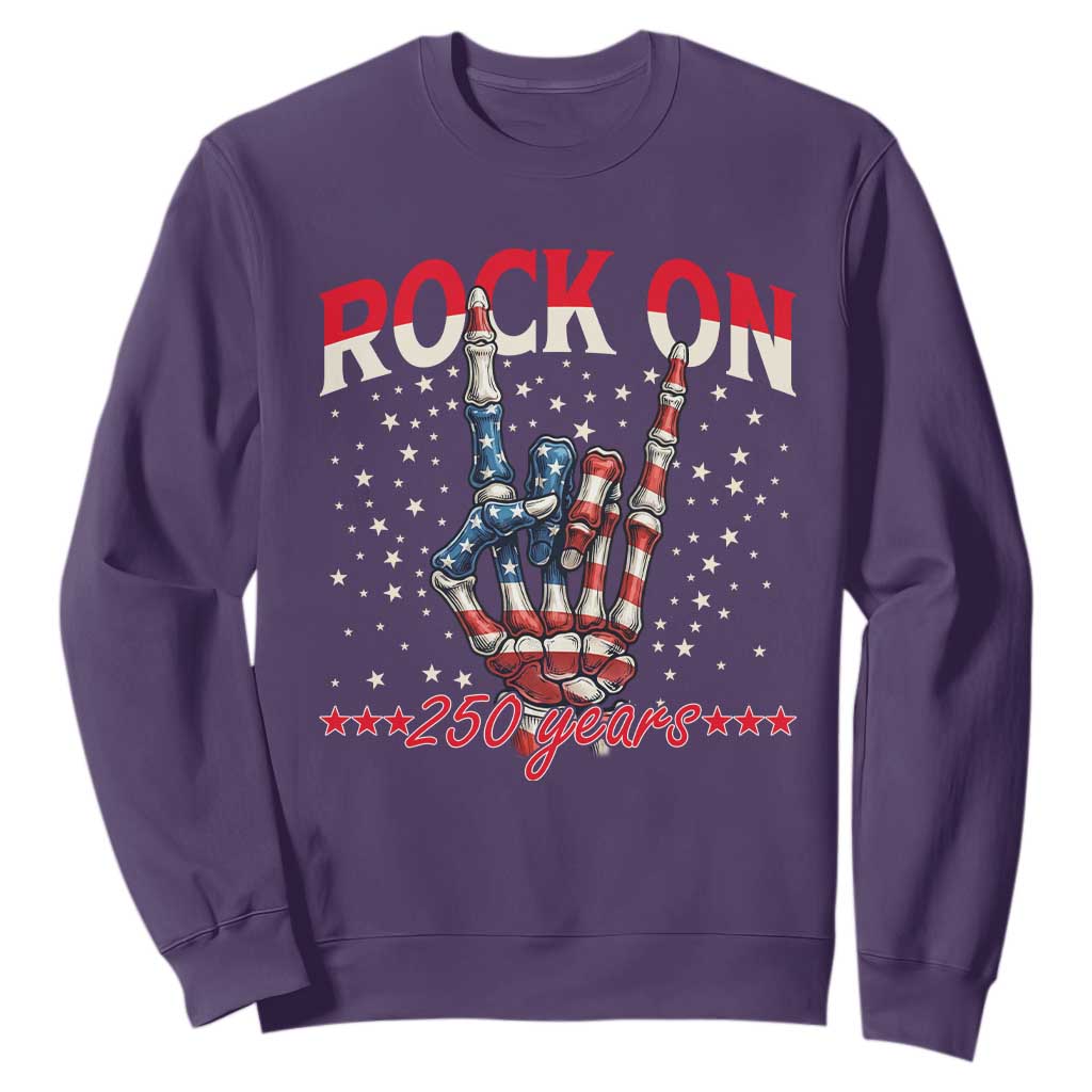 Patriotic Rocker Skeleton Hand Sweatshirt Rock On 250 Years