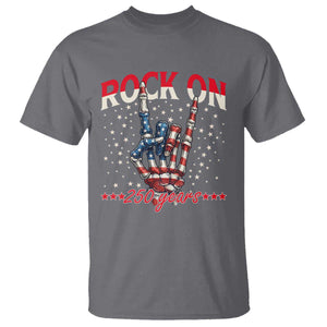 Patriotic Rocker Skeleton Hand T Shirt Rock On 250 Years