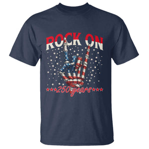 Patriotic Rocker Skeleton Hand T Shirt Rock On 250 Years