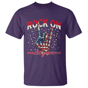 Patriotic Rocker Skeleton Hand T Shirt Rock On 250 Years