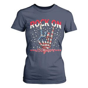 Patriotic Rocker Skeleton Hand T Shirt For Women Rock On 250 Years