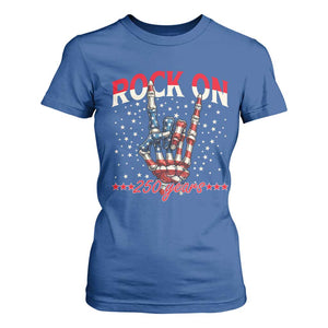 Patriotic Rocker Skeleton Hand T Shirt For Women Rock On 250 Years