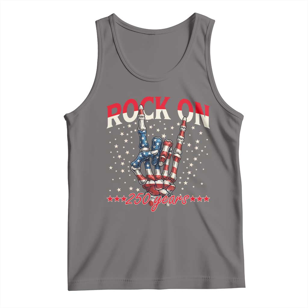 Patriotic Rocker Skeleton Hand Tank Top Rock On 250 Years