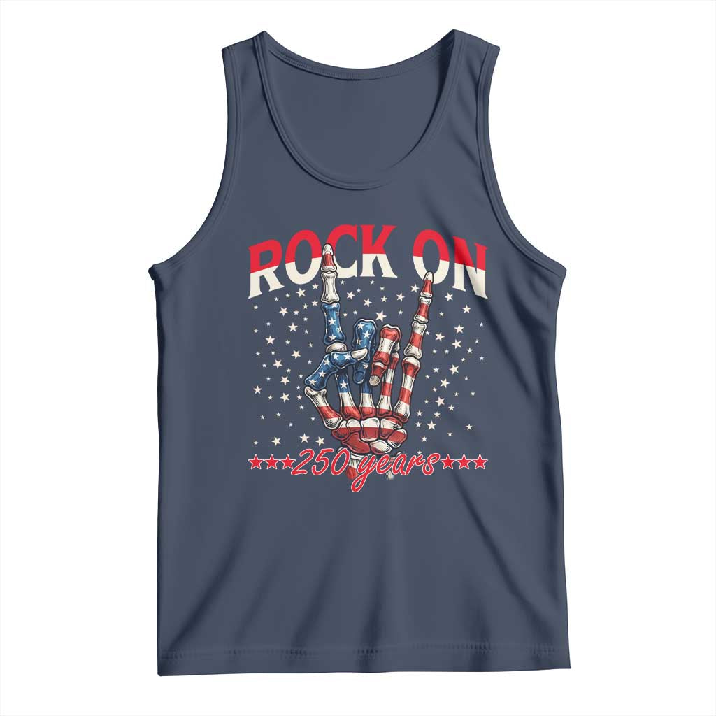 Patriotic Rocker Skeleton Hand Tank Top Rock On 250 Years