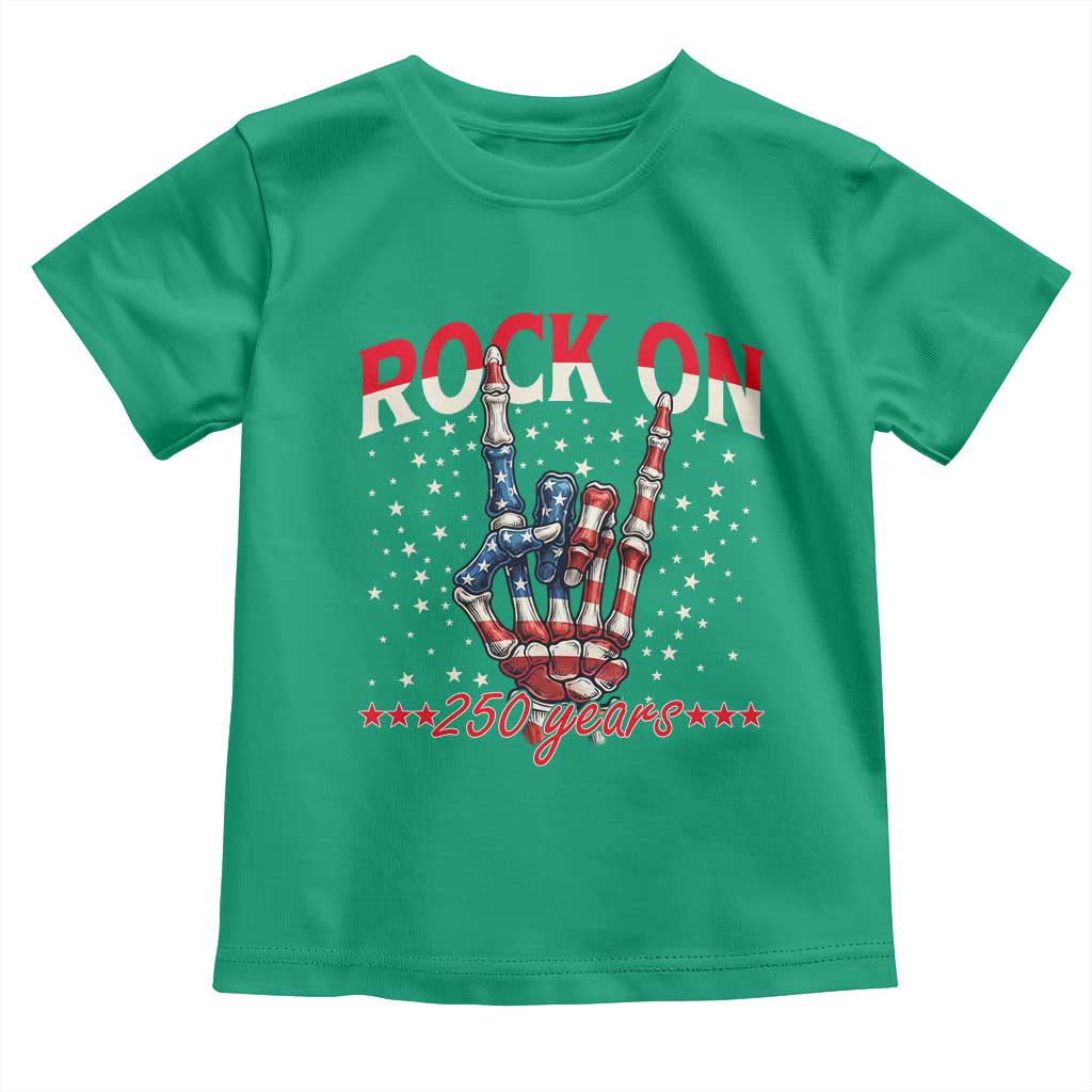 Patriotic Rocker Skeleton Hand Toddler T Shirt Rock On 250 Years