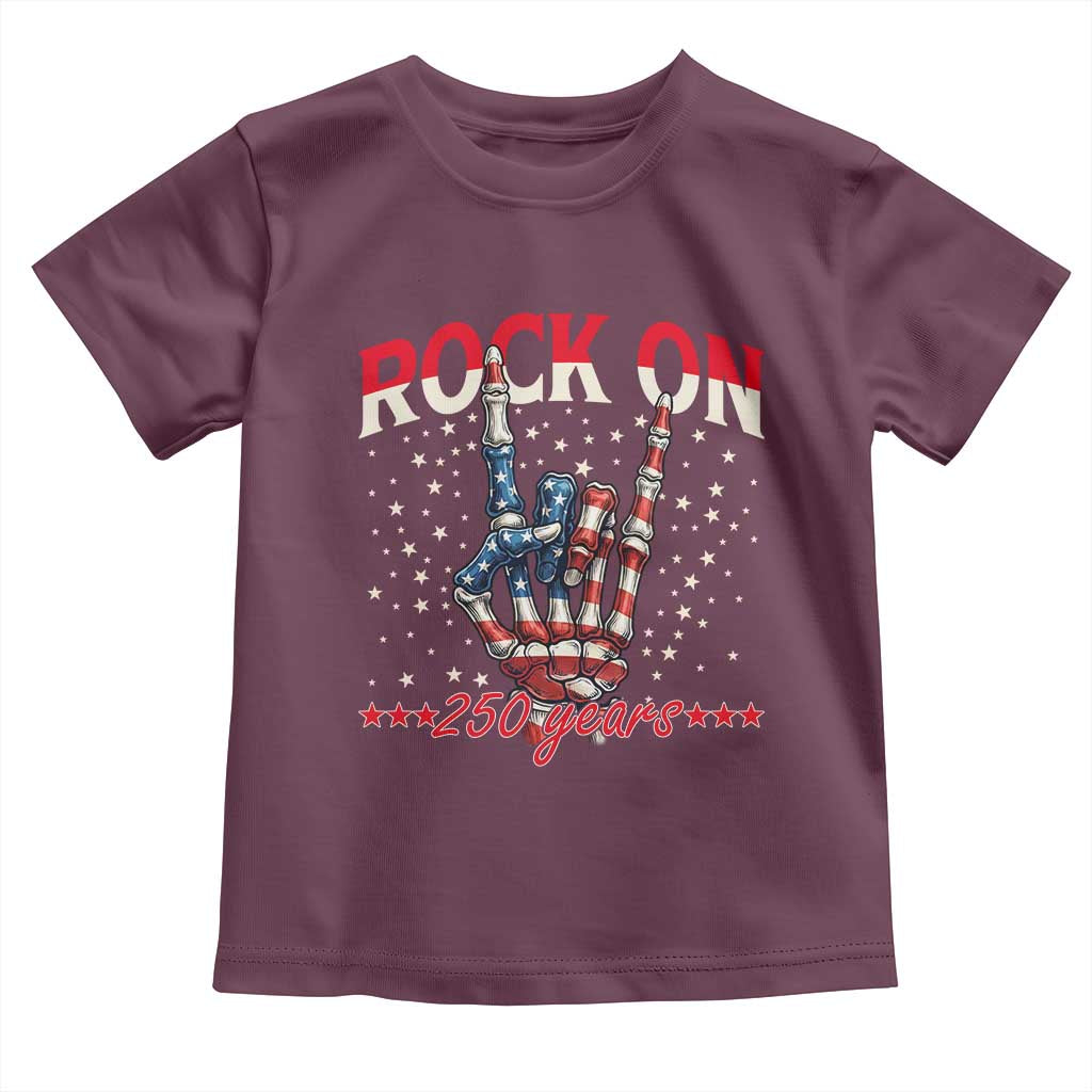 Patriotic Rocker Skeleton Hand Toddler T Shirt Rock On 250 Years
