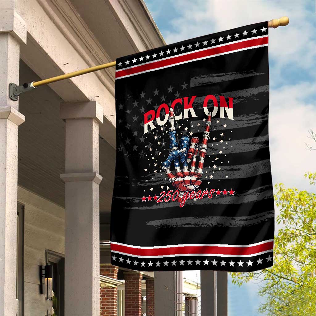 Red White Blue Rocker Skeleton Hand Patriotic Garden Flag Rock On 250 Years TS12 Distressed Black Red Print Your Wear