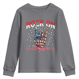 Patriotic Rocker Skeleton Hand Youth Sweatshirt Rock On 250 Years