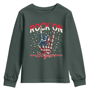 Patriotic Rocker Skeleton Hand Youth Sweatshirt Rock On 250 Years