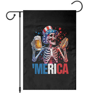 Red White And Blue Skeleton Party Garden Flag American Freedom Vibes