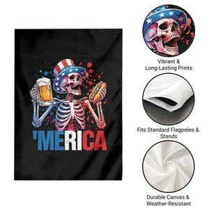 Red White And Blue Skeleton Party Garden Flag American Freedom Vibes