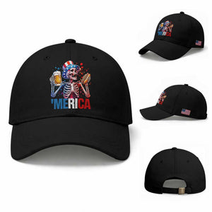 Red White And Blue Skeleton Party Baseball Cap American Freedom Vibes