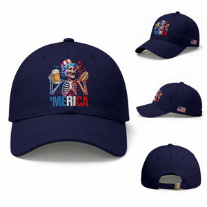 Red White And Blue Skeleton Party Baseball Cap American Freedom Vibes