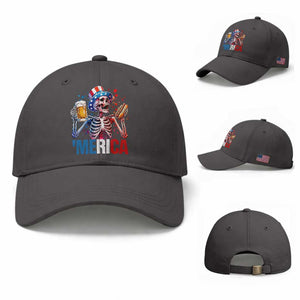 Red White And Blue Skeleton Party Baseball Cap American Freedom Vibes