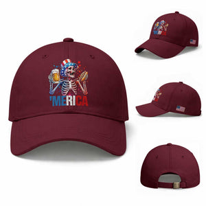 Red White And Blue Skeleton Party Baseball Cap American Freedom Vibes