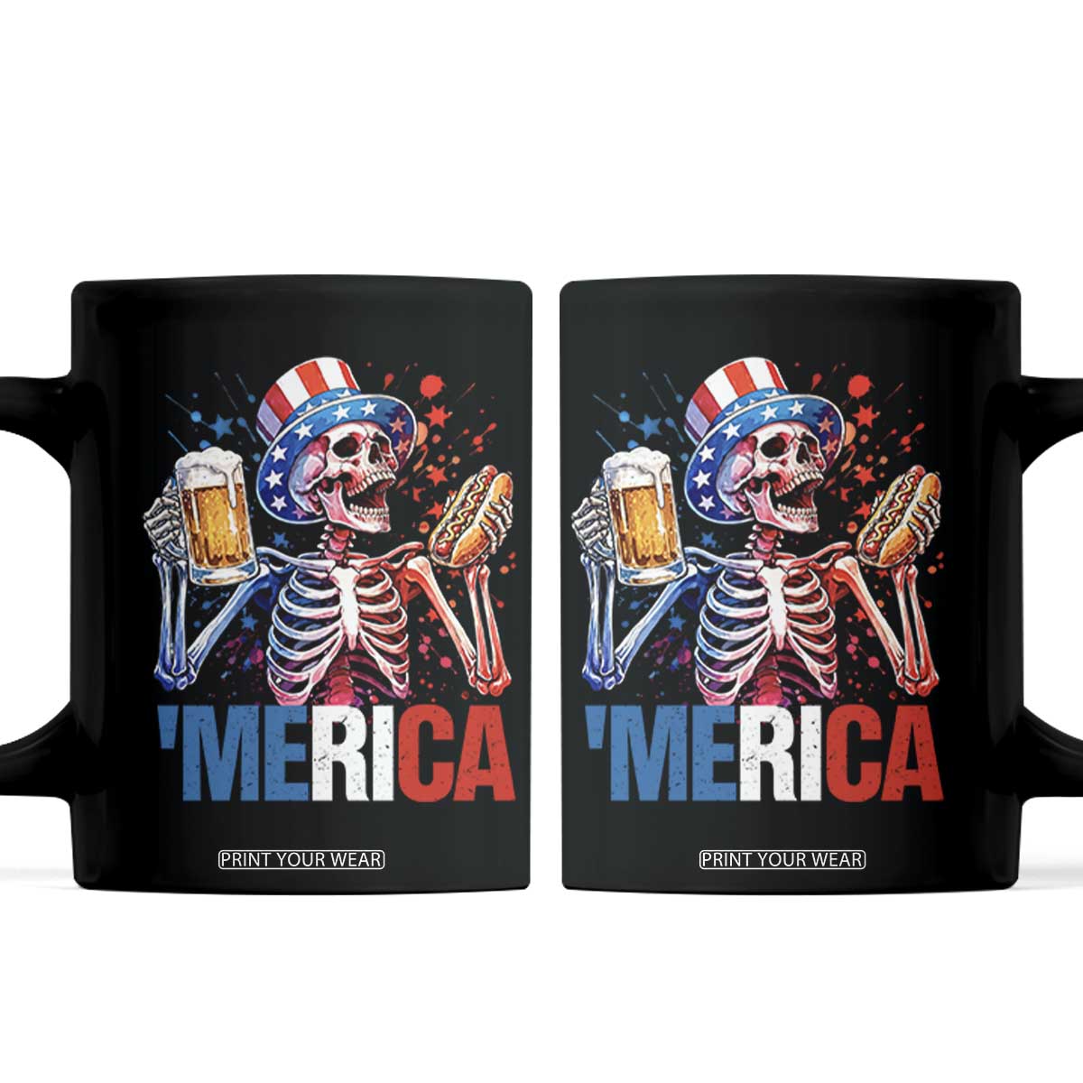 Red White And Blue Skeleton Party Coffee Mug American Freedom Vibes