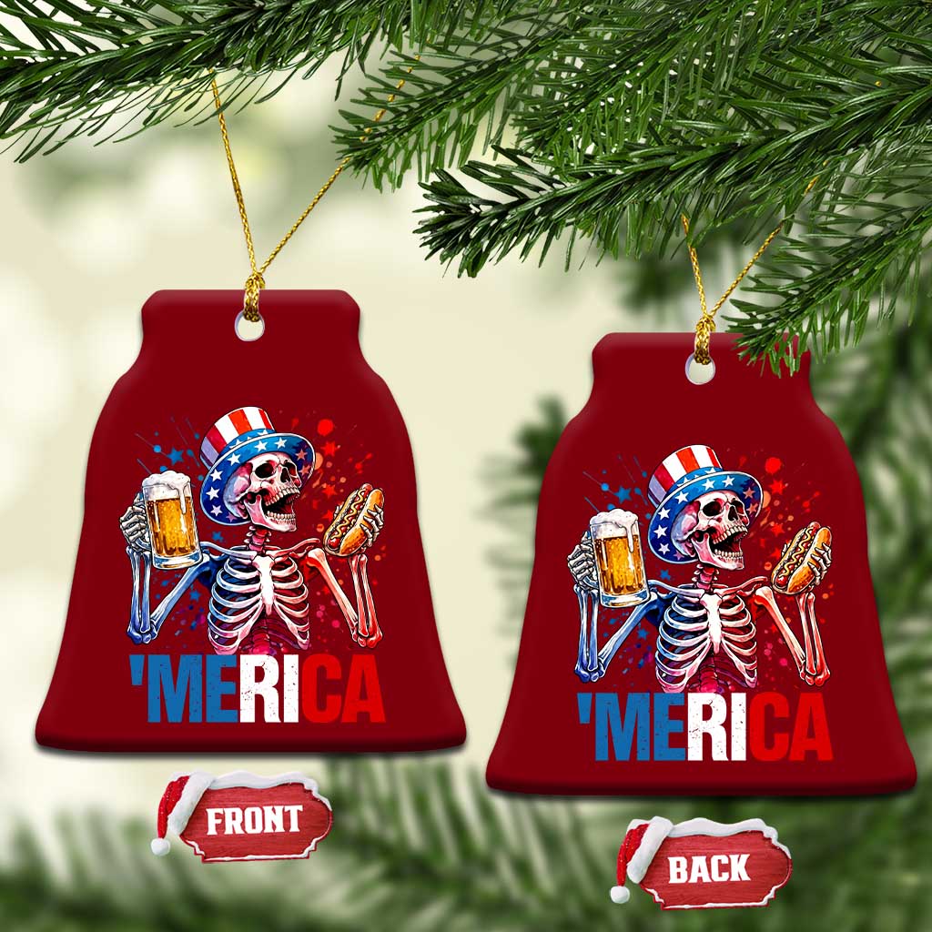 Red White And Blue Skeleton Party Ceramic Ornament American Freedom Vibes
