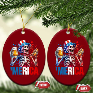 Red White And Blue Skeleton Party Ceramic Ornament American Freedom Vibes