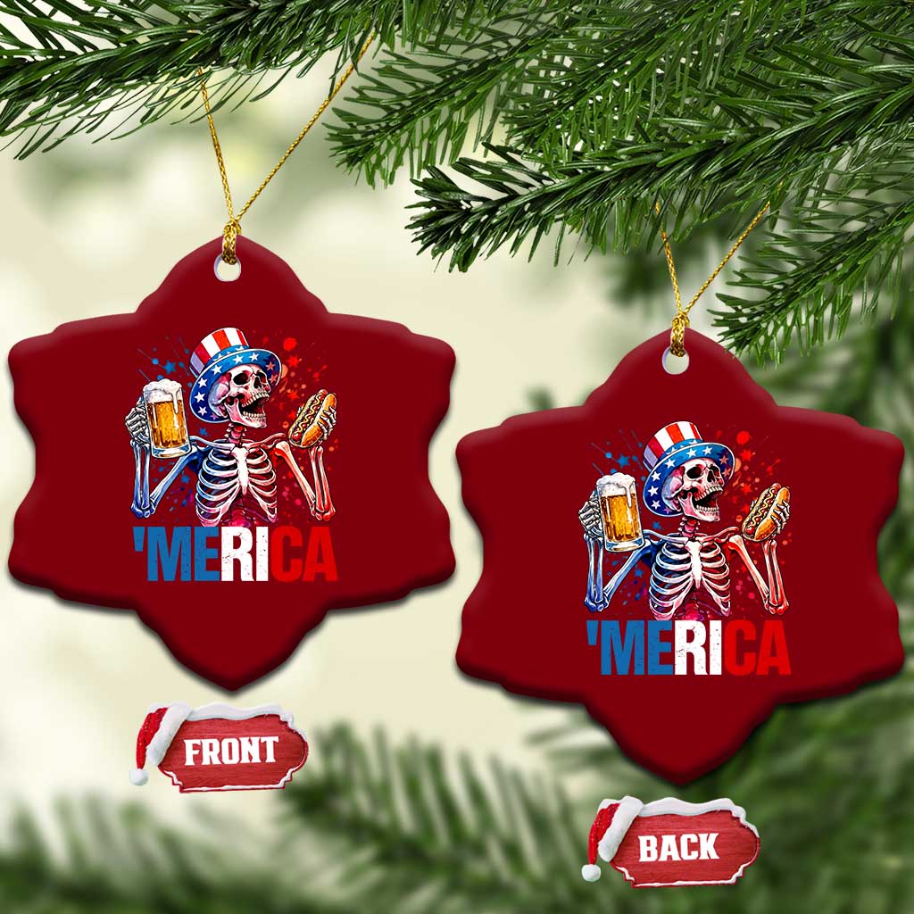 Red White And Blue Skeleton Party Ceramic Ornament American Freedom Vibes