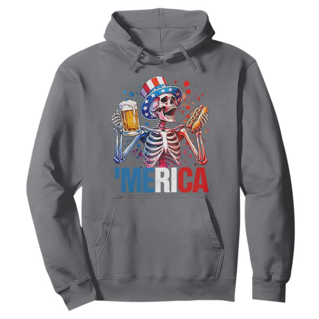 Red White And Blue Skeleton Party Hoodie American Freedom Vibes