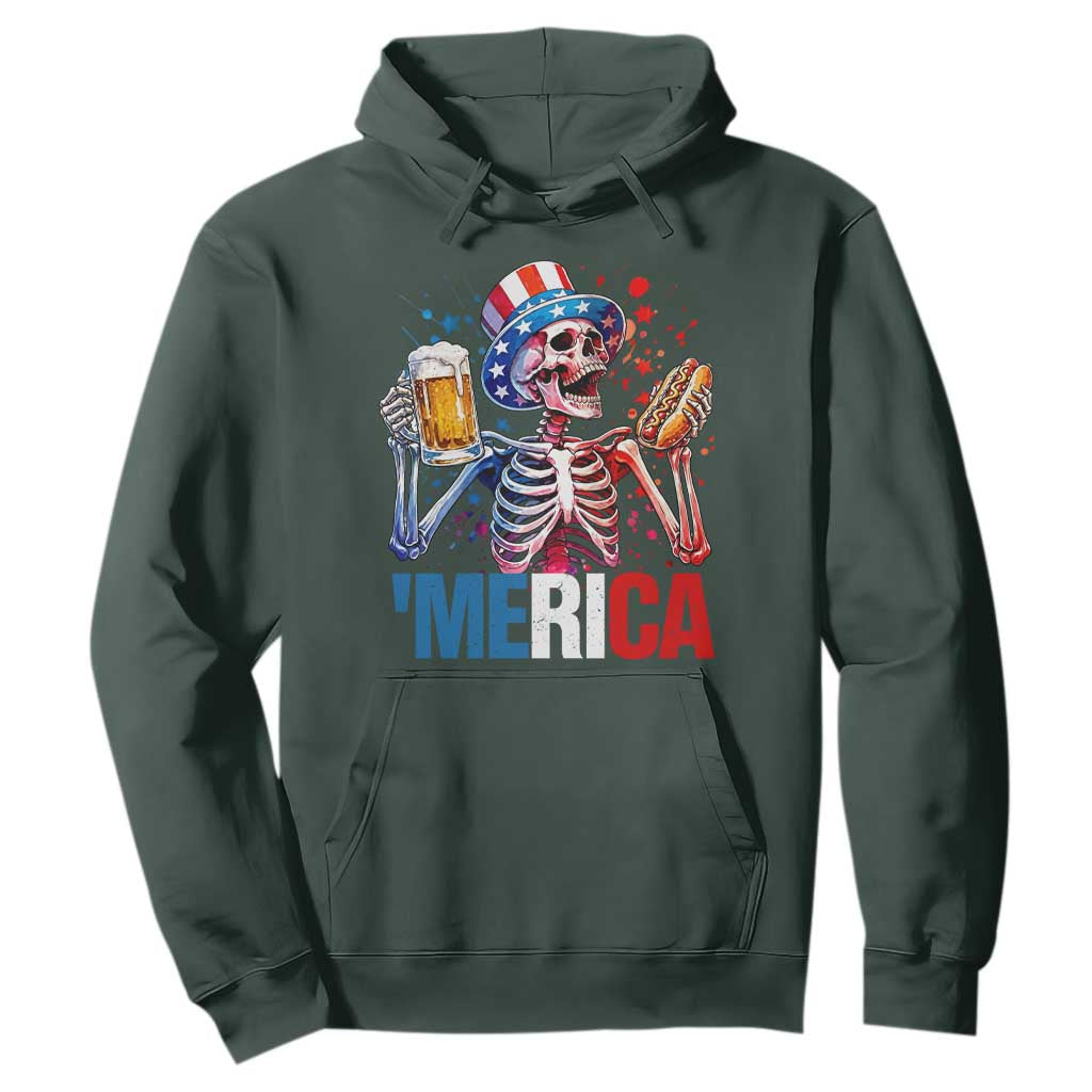 Red White And Blue Skeleton Party Hoodie American Freedom Vibes