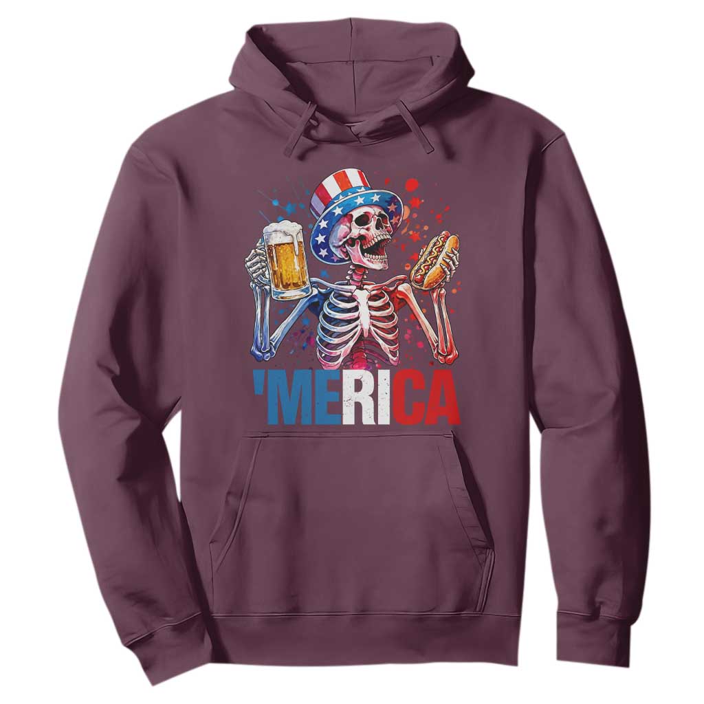 Red White And Blue Skeleton Party Hoodie American Freedom Vibes