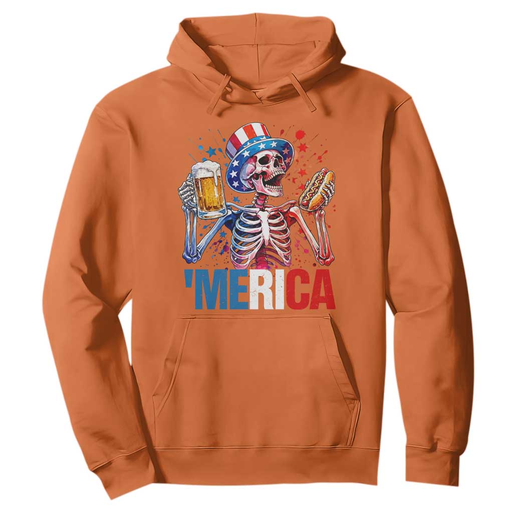 Red White And Blue Skeleton Party Hoodie American Freedom Vibes