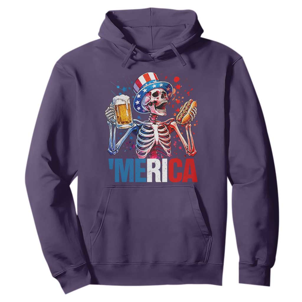 Red White And Blue Skeleton Party Hoodie American Freedom Vibes