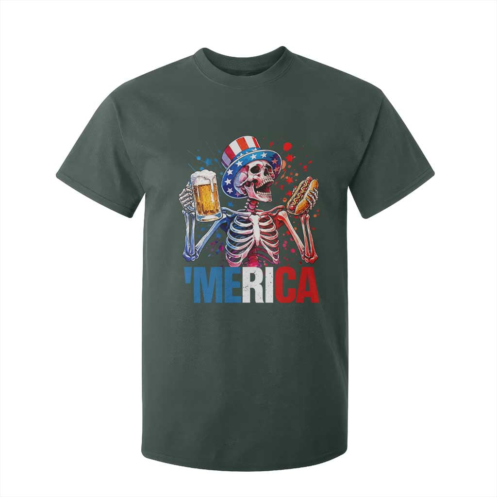 Red White And Blue Skeleton Party T Shirt For Kid American Freedom Vibes