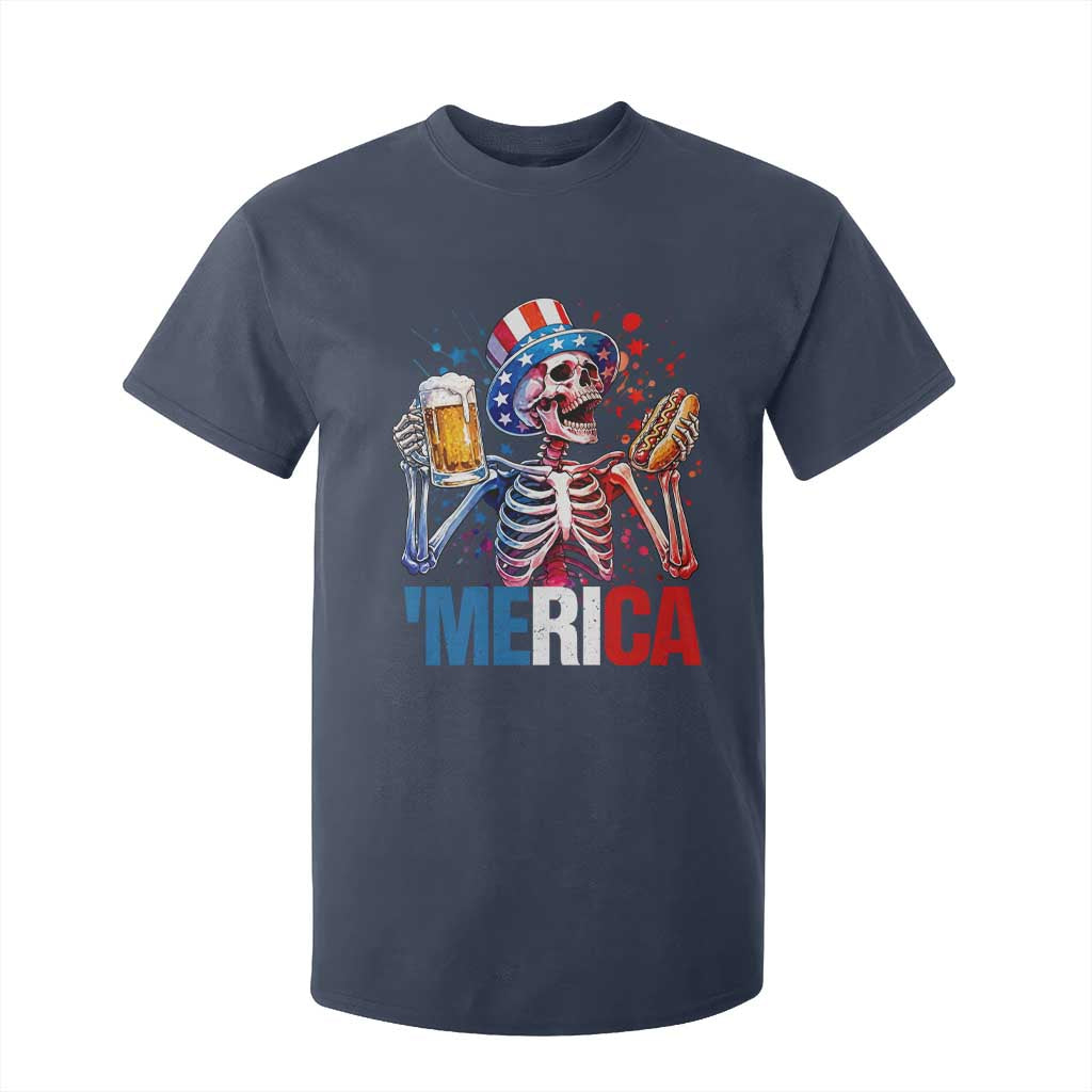 Red White And Blue Skeleton Party T Shirt For Kid American Freedom Vibes