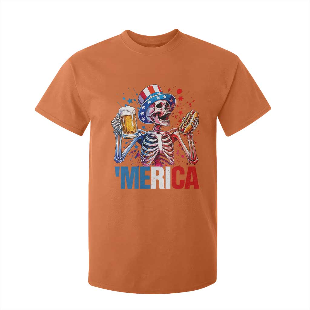 Red White And Blue Skeleton Party T Shirt For Kid American Freedom Vibes