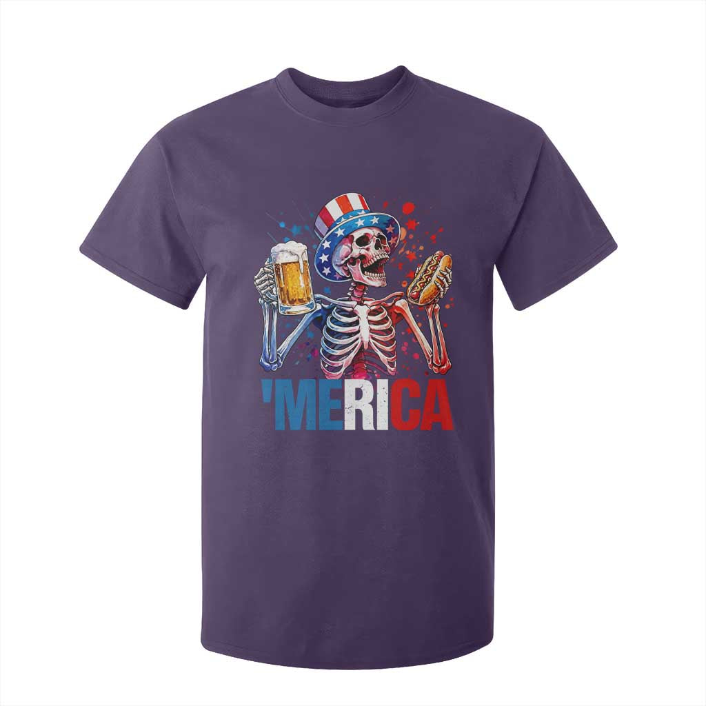 Red White And Blue Skeleton Party T Shirt For Kid American Freedom Vibes