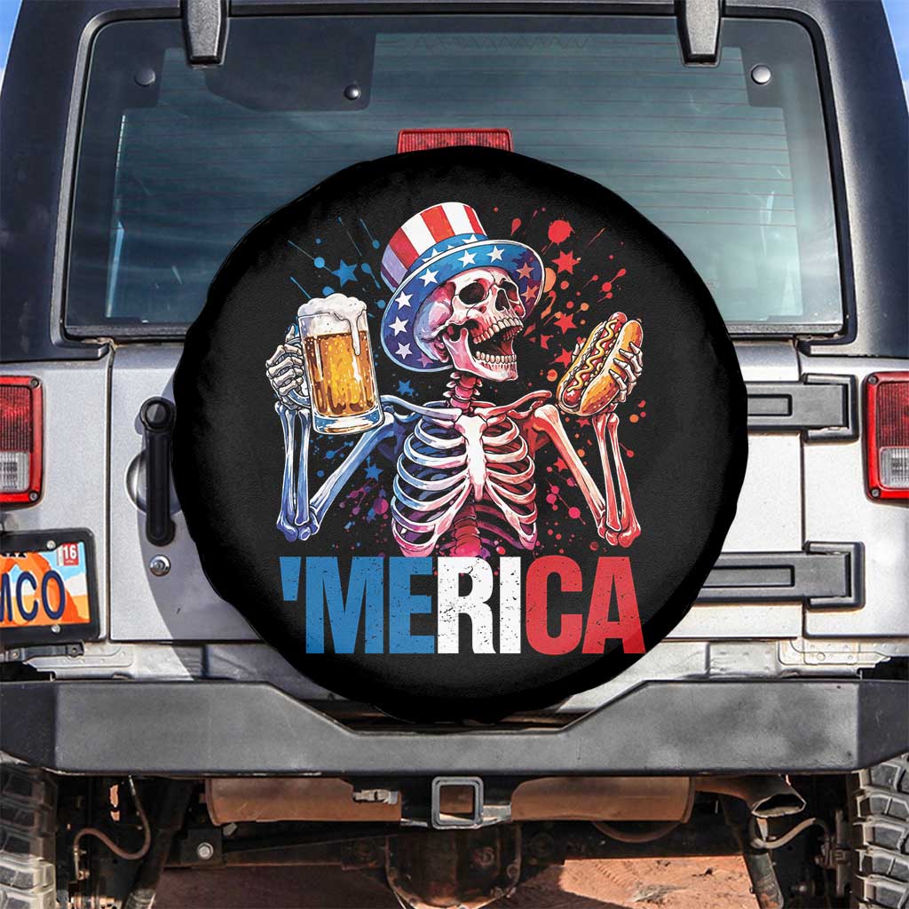 Red White And Blue Skeleton Party Spare Tire Cover American Freedom Vibes