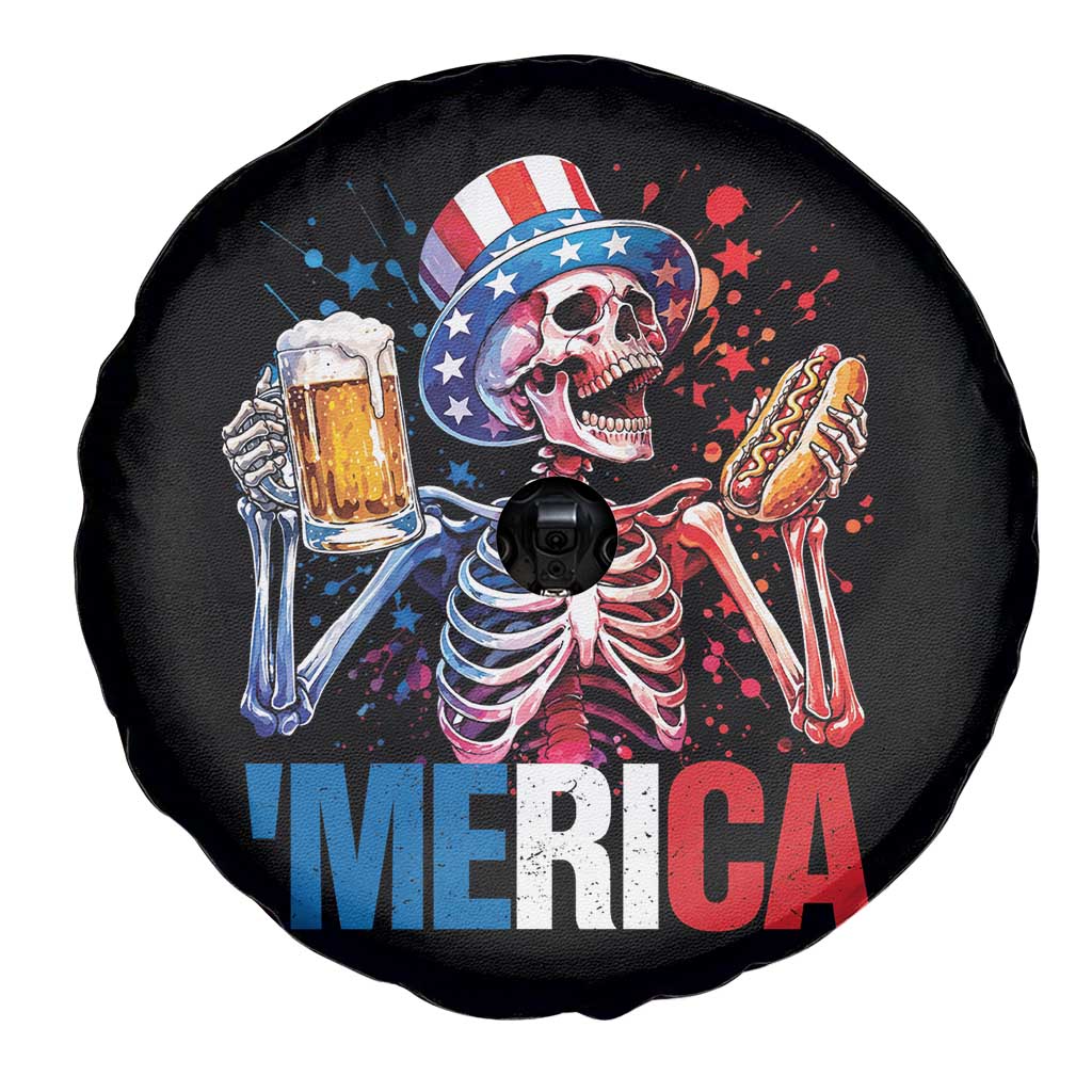 Red White And Blue Skeleton Party Spare Tire Cover American Freedom Vibes