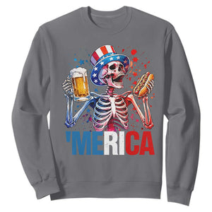 Red White And Blue Skeleton Party Sweatshirt American Freedom Vibes