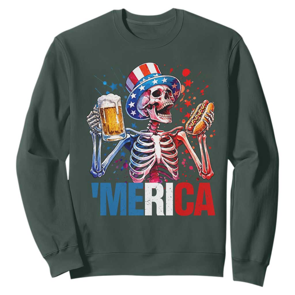 Red White And Blue Skeleton Party Sweatshirt American Freedom Vibes