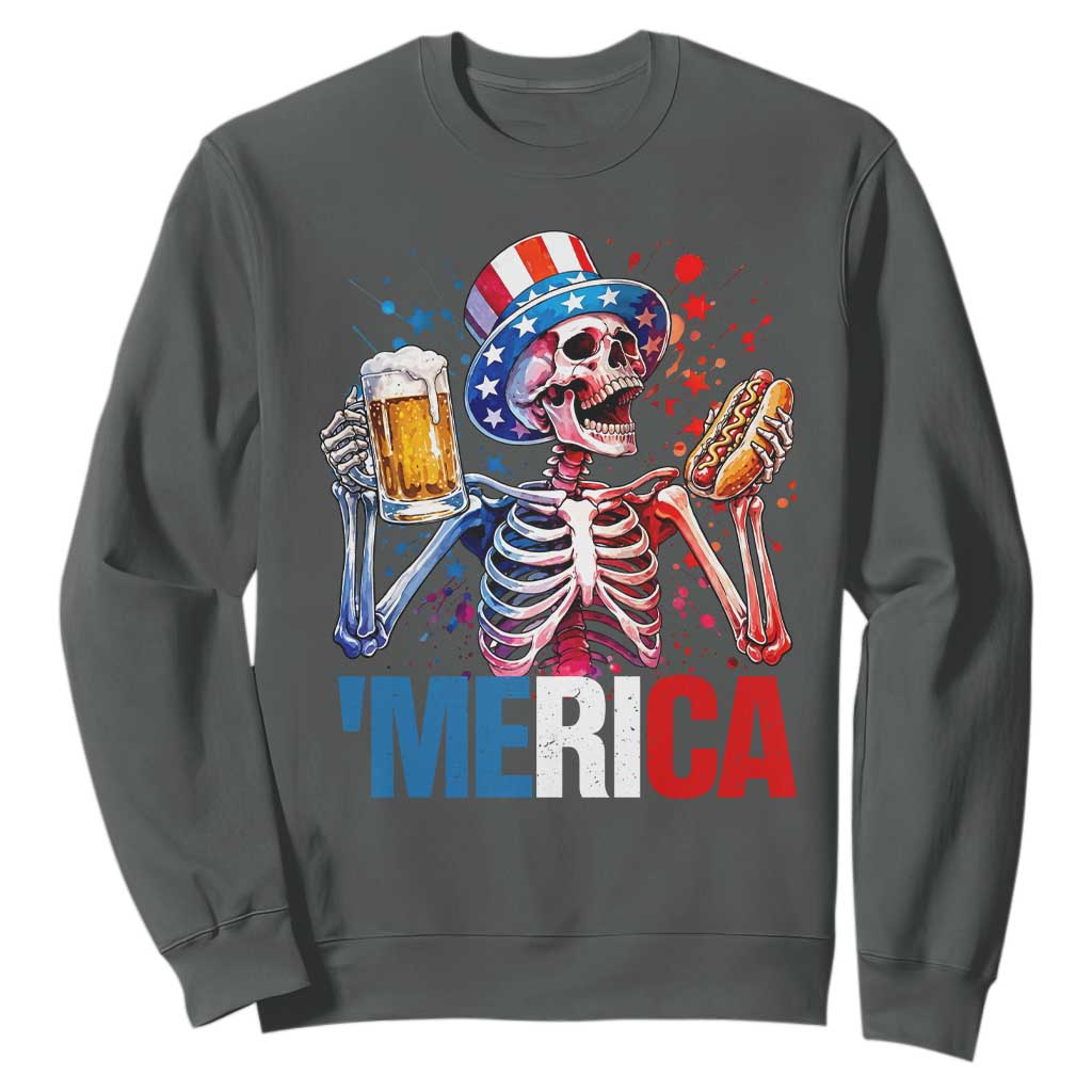 Red White And Blue Skeleton Party Sweatshirt American Freedom Vibes