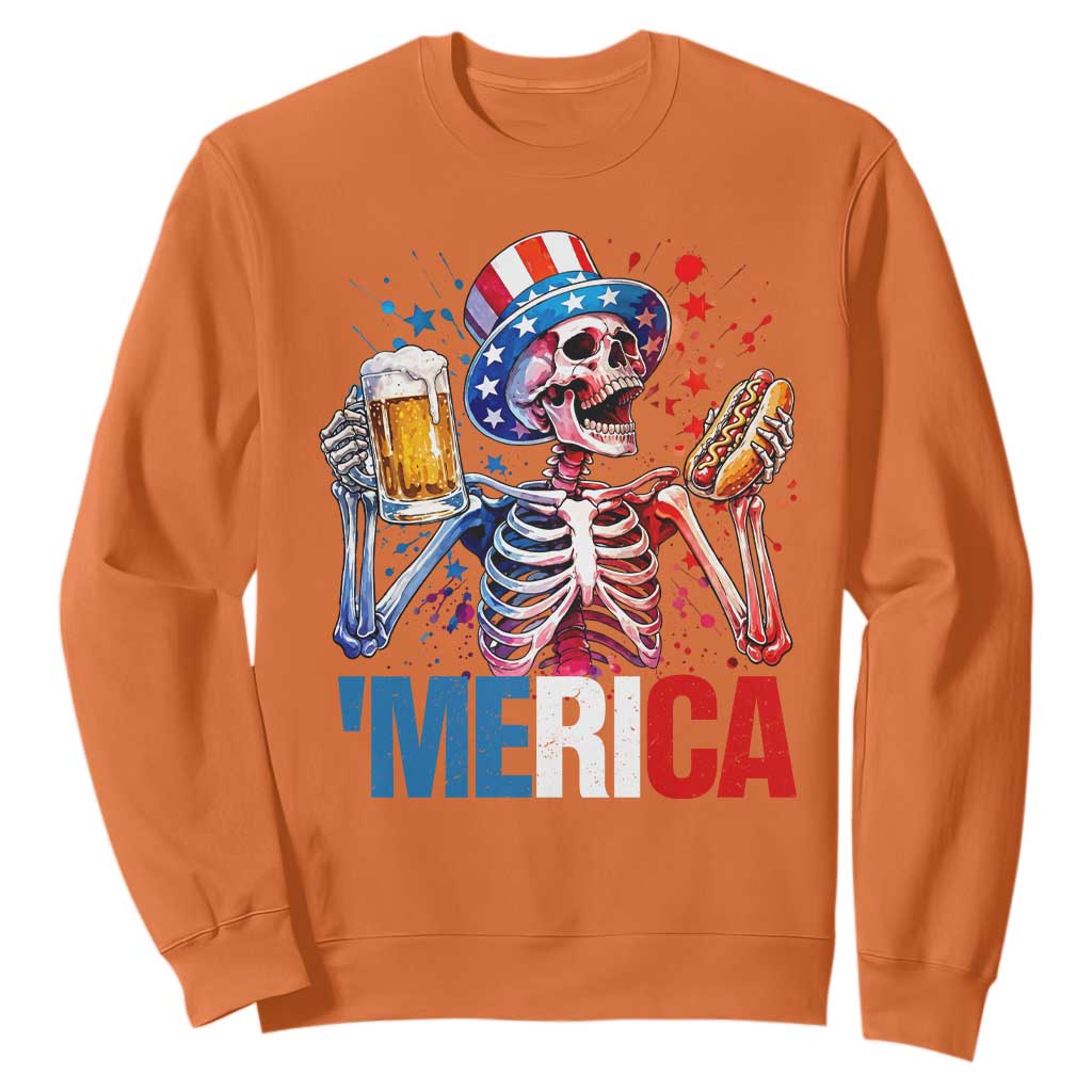 Red White And Blue Skeleton Party Sweatshirt American Freedom Vibes