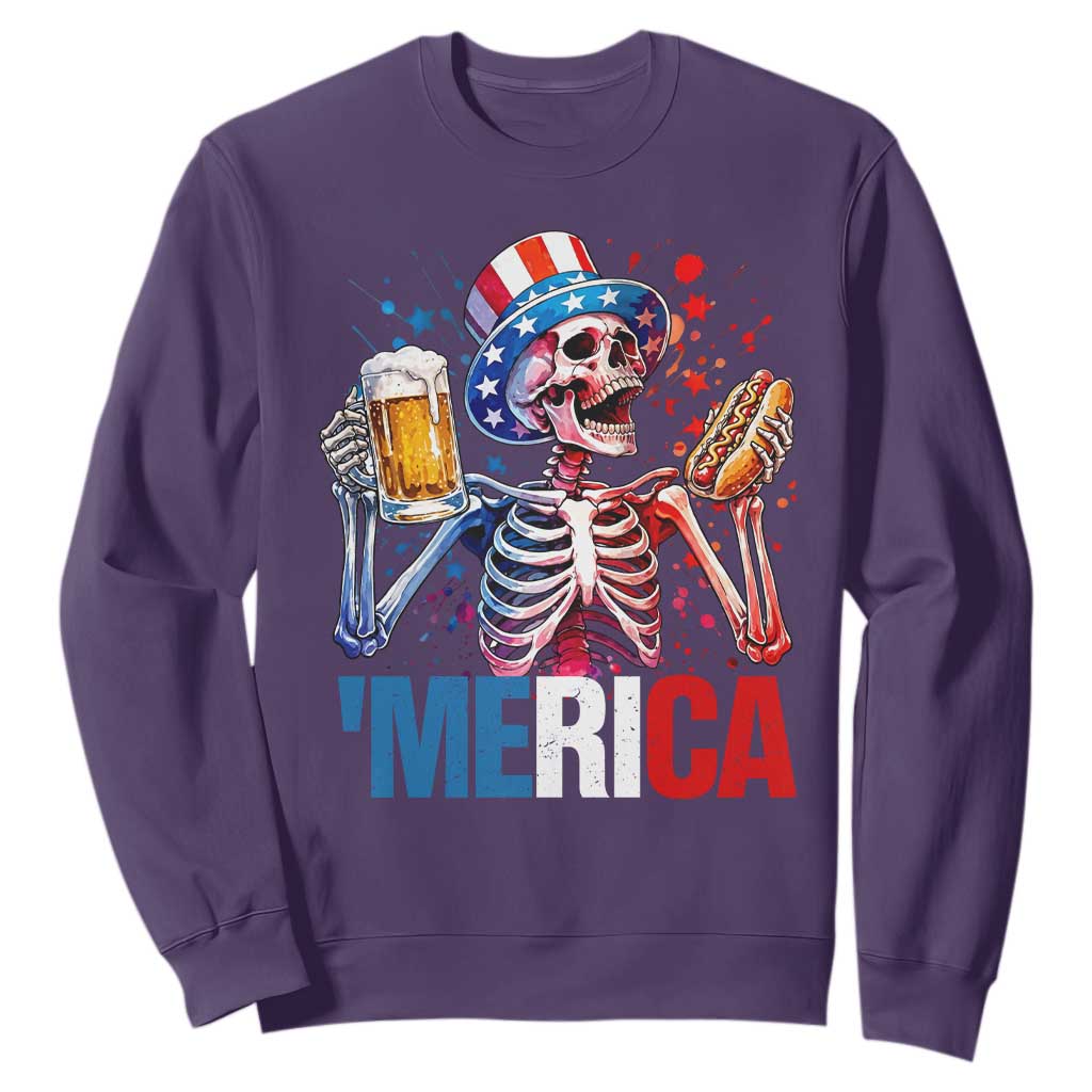 Red White And Blue Skeleton Party Sweatshirt American Freedom Vibes