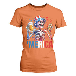 Red White And Blue Skeleton Party T Shirt For Women American Freedom Vibes