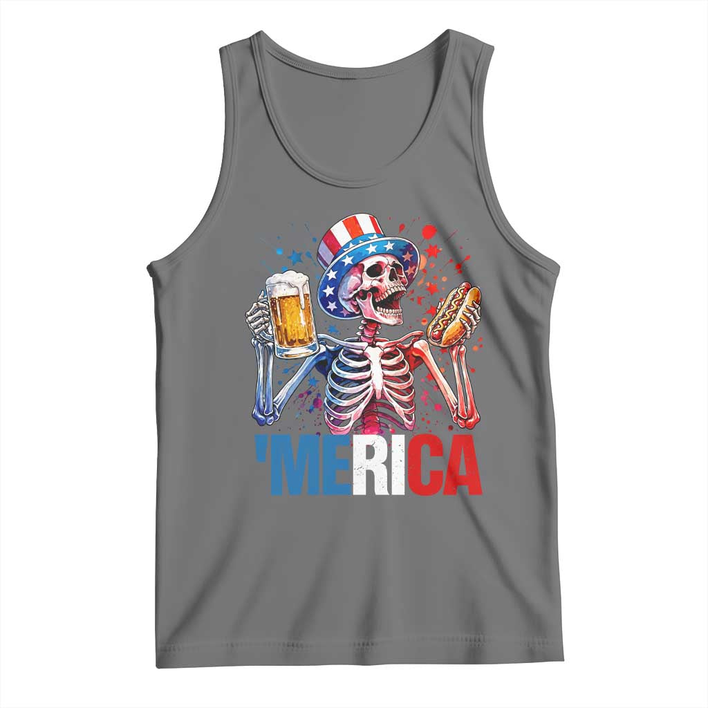 Red White And Blue Skeleton Party Tank Top American Freedom Vibes